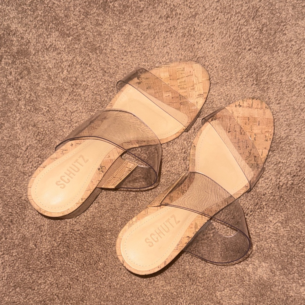 SCHUTZ Clear Cork Block Heel Sandals - Picture 5 of 5